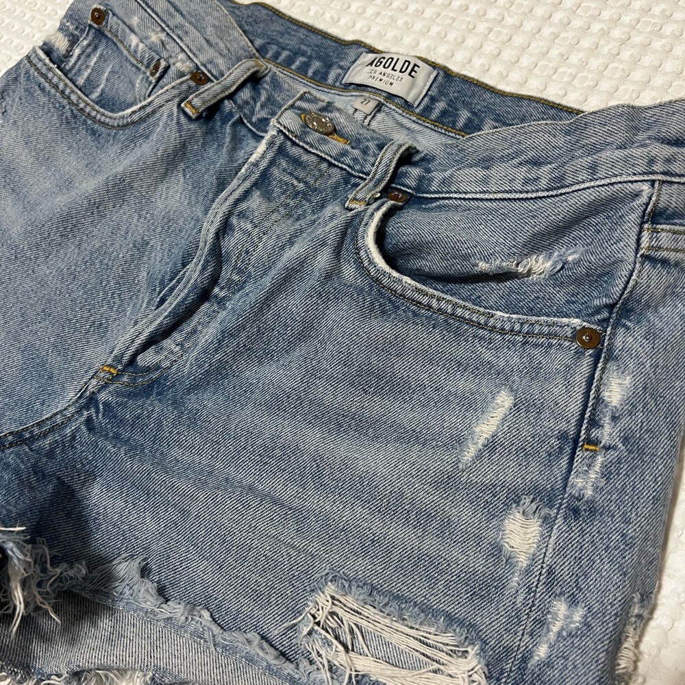 AGOLDE Light Blue Women's Parker Vintage Cutoff Shorts